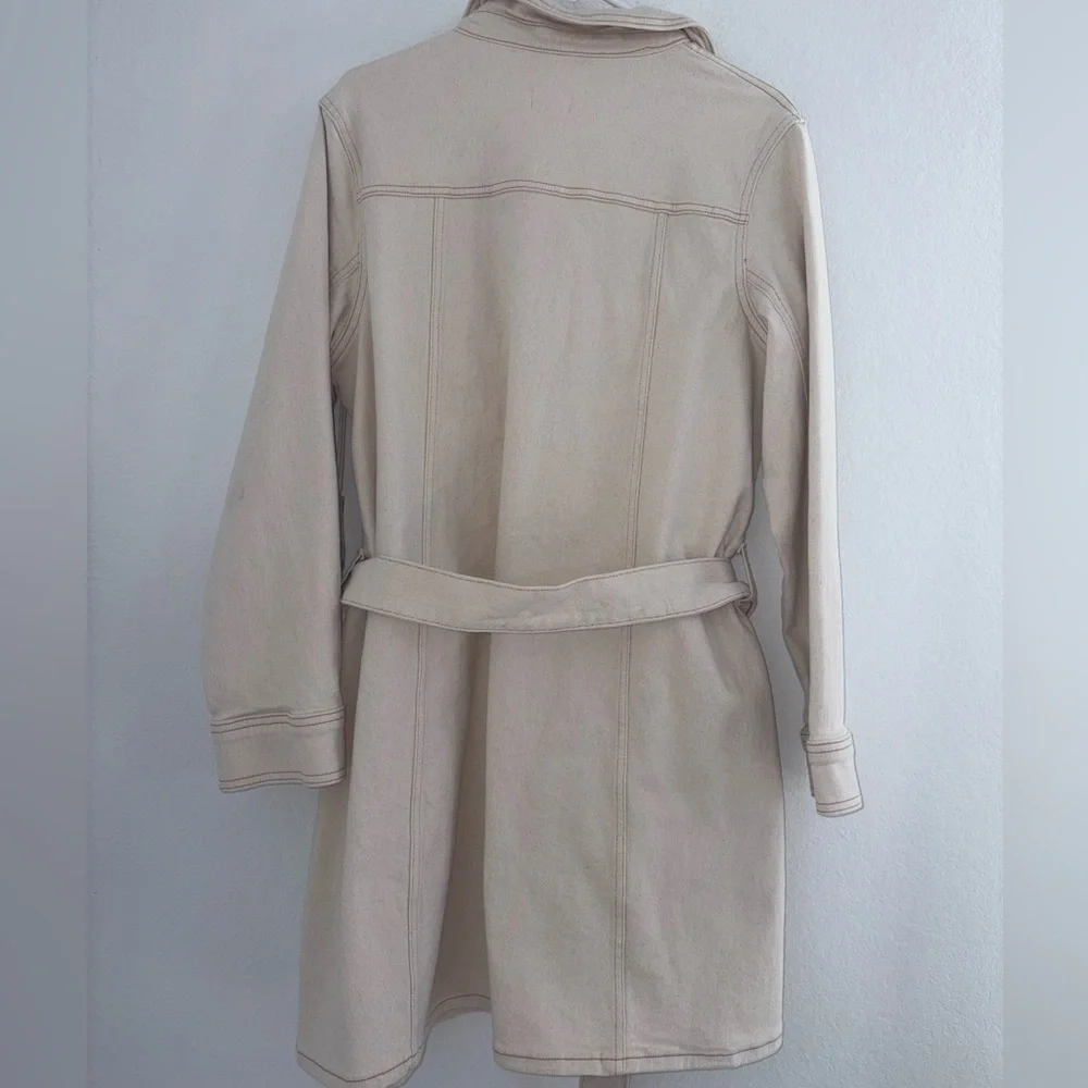 a.n.a Belted Denim Shirt Dress Ecru Size Large New NWT - Picture 14 of 14